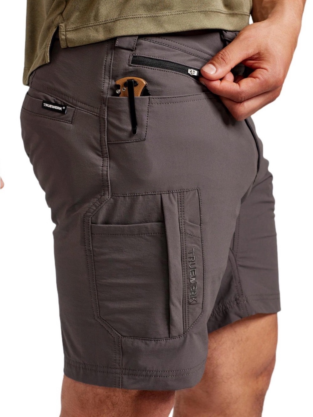Truewerk Men's Gray Cargo Shorts with Multiple Utility Pockets